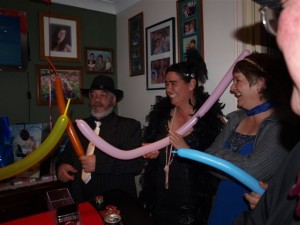 Customers learning to balloon twist